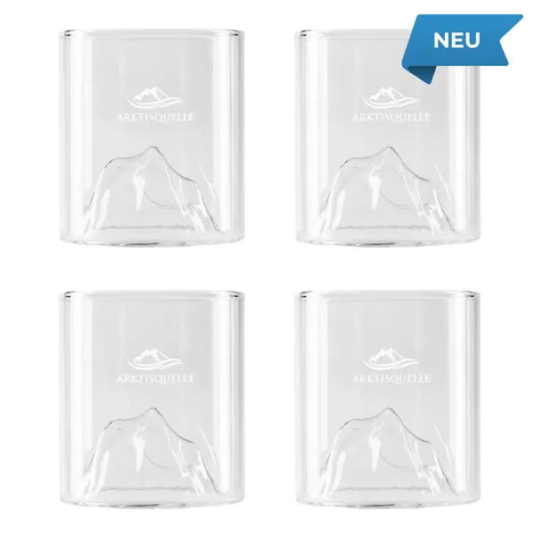 Arktisglas Set - 4x Premium Wasserglas mit Bergdesign