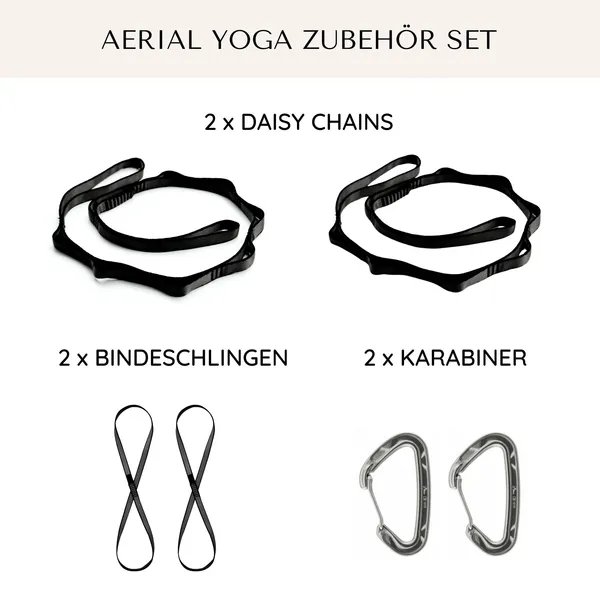 Premium Aerial Yoga Zubehör Set, 6-teilig, inkl. Anleitung