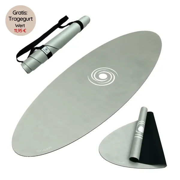 Ovale Yogamatte "Salbei" mit rutschfester Softgrip-Oberfläche + Tragegurt