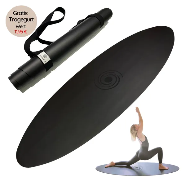 Ovale Yogamatte "Black Beauty" mit rutschfester Powergrip-Oberfläche (aktuell mit Extrarabatt)