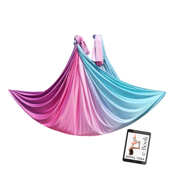 AERIAL YOGA TUCH - Rainbow - dehnbar in Breite und Länge - Original Yogatuch, Yoga-Hängematte für Erwachsene und Kinder, inkl. e-Book