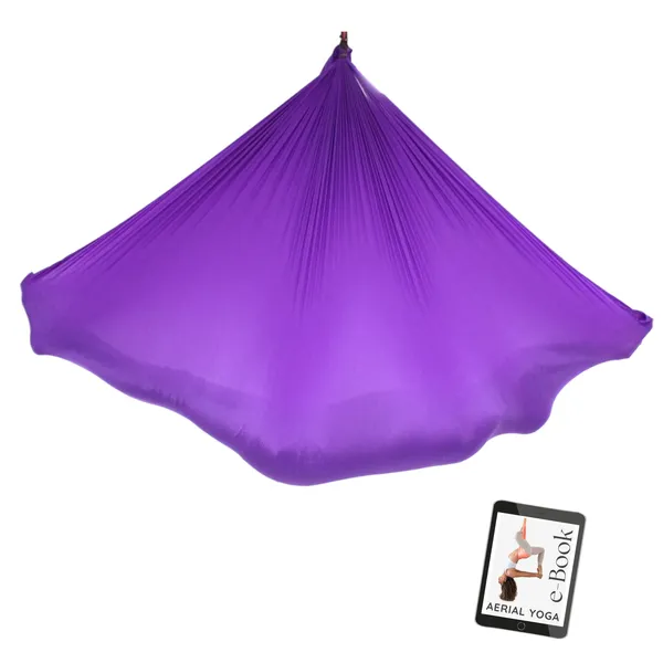 AERIAL YOGA TUCH - Lila - Original Yogatuch, Yoga-Hängematte für Erwachsene und Kinder, inkl. e-Book