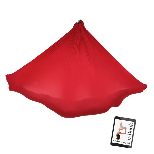 AERIAL YOGA TUCH - Rot - Original Yogatuch, Yoga-Hängematte für Erwachsene und Kinder, inkl. e-Book