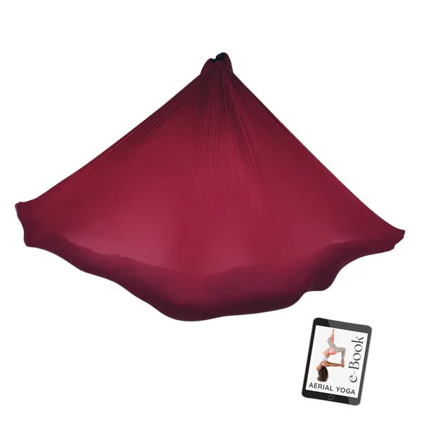 AERIAL YOGA TUCH - Dunkelrot - Original Yogatuch, Yoga-Hängematte für Erwachsene und Kinder, inkl. e-Book