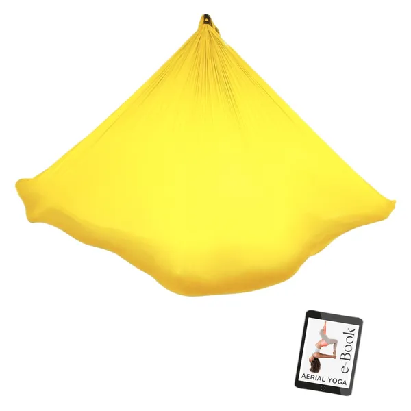 AERIAL YOGA TUCH - Gelb - Original Yogatuch, Yoga-Hängematte für Erwachsene und Kinder, inkl. e-Book
