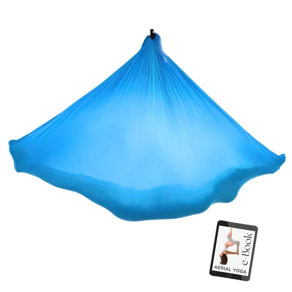 AERIAL YOGA TUCH - Himmelblau - Original Yogatuch, Yoga-Hängematte für Erwachsene und Kinder, inkl. e-Book